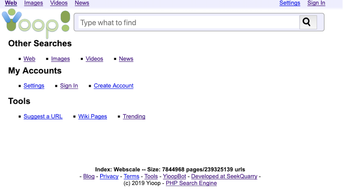 Search Tools Page