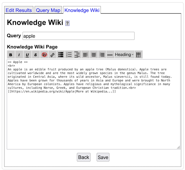 Knowledge Wiki Tab