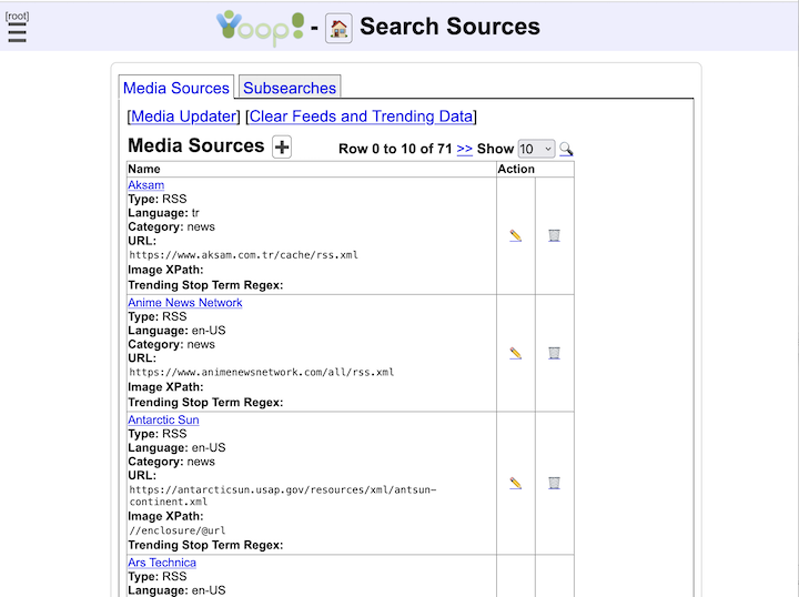 The Search Sources form